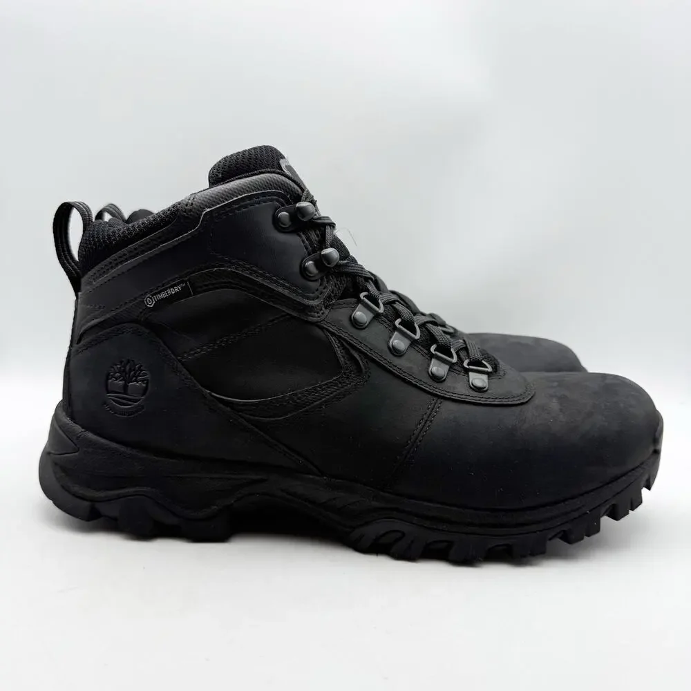 Timberland Mens Mt. Maddsen Mid Hiking Boots US 11 Black Leather Waterproof EUC